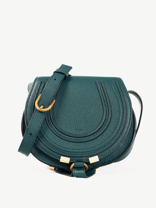 Chloe Marcie Small Steel Blue Grained Leather Crossbody - Picture 1 of 12